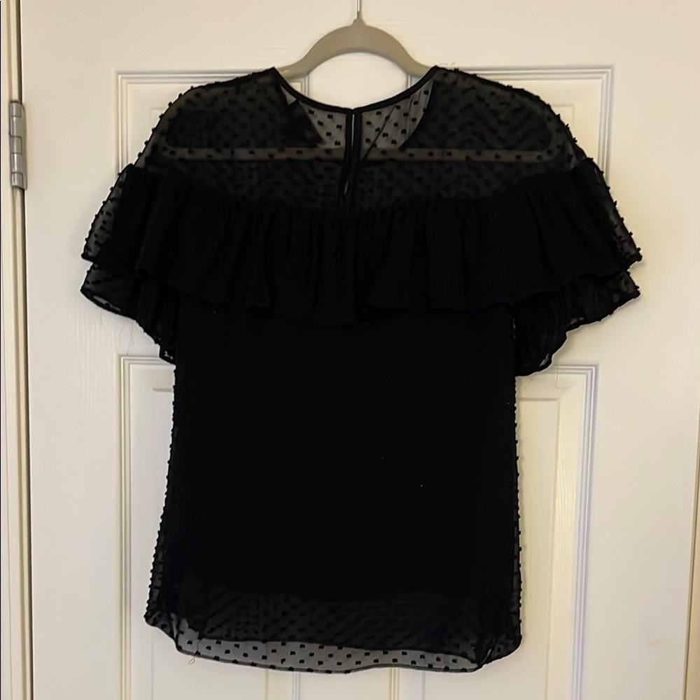 Black Ruffle Sheer Top - Picture 3 of 3